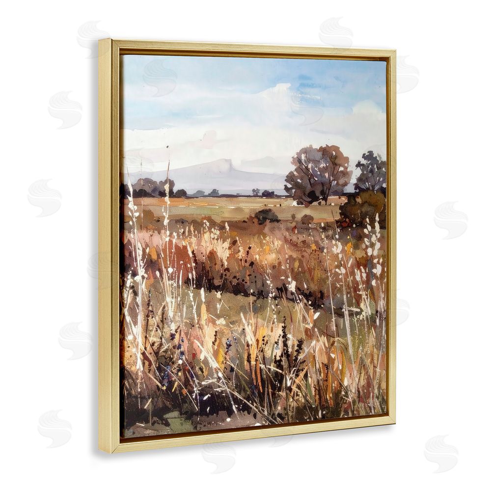 Alonza Saunders Peaceful Meadow Expression Gold Floating Frame Canvas Wall Art Print