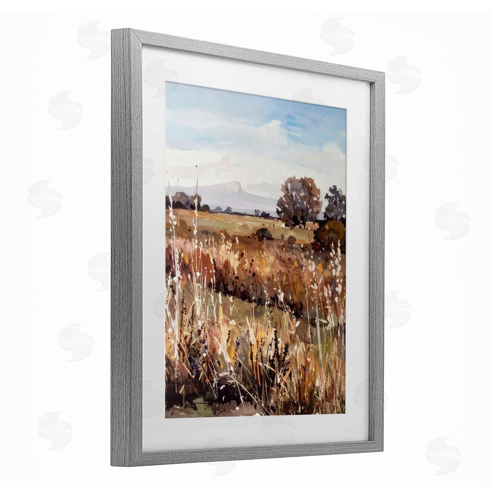 Alonza Saunders Peaceful Meadow Expression Gray Framed Print Under Glass Wall Art