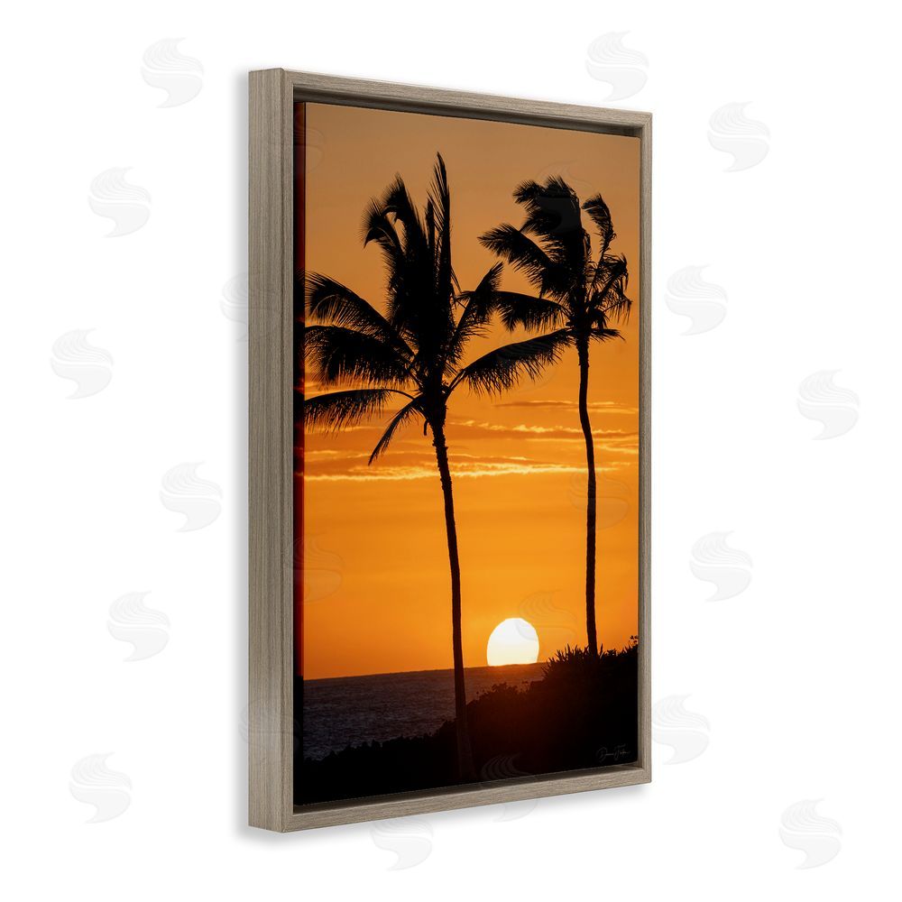 Dennis Frates Sunset Through Palm Trees Brown Floating Frame Canvas Wall Art Print