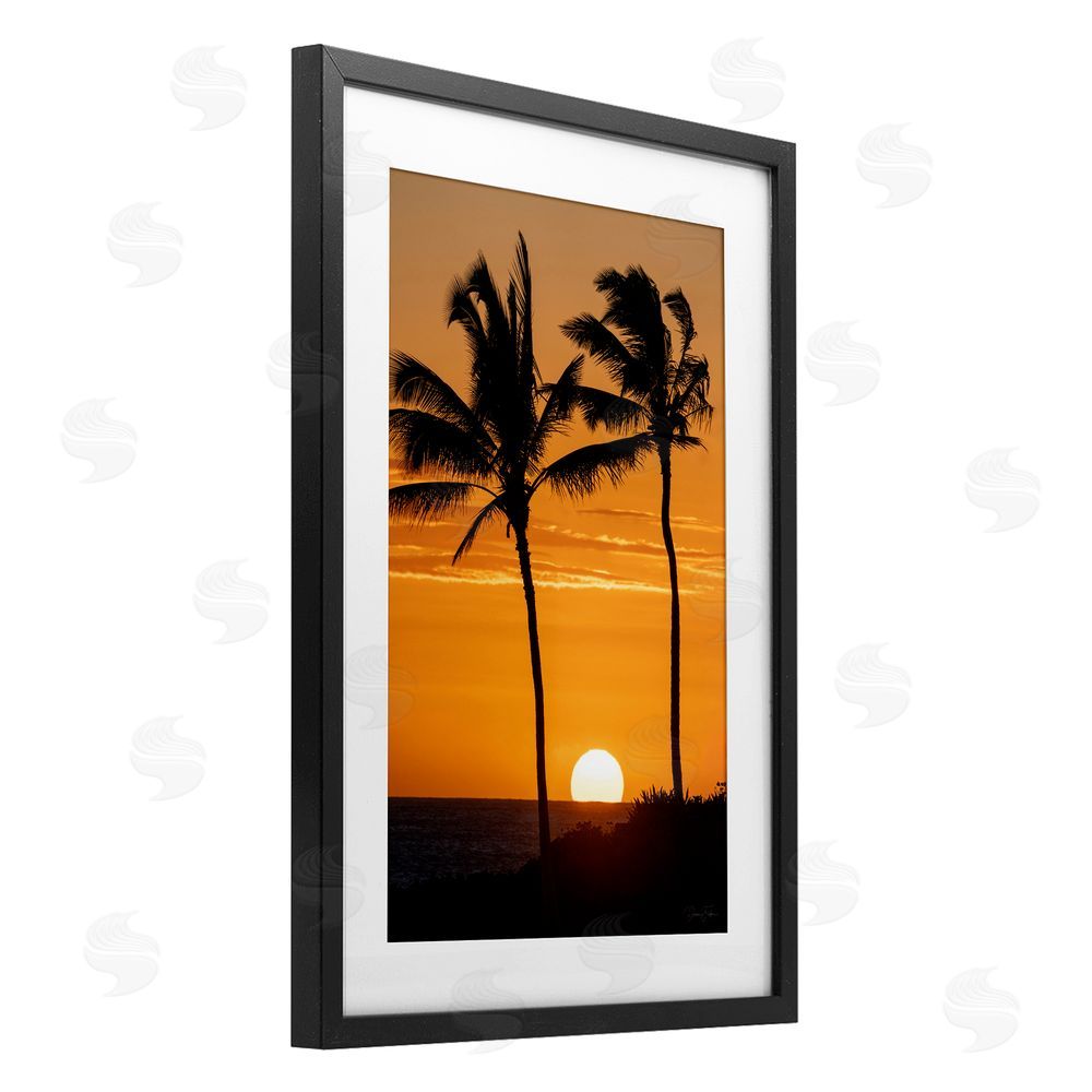 Dennis Frates Sunset Through Palm Trees Black Framed Print Under Glass Wall Art