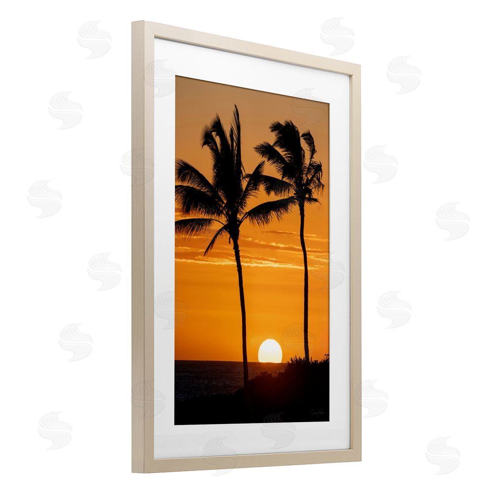 Dennis Frates Sunset Through Palm Trees Brown Framed Print Under Glass Wall Art
