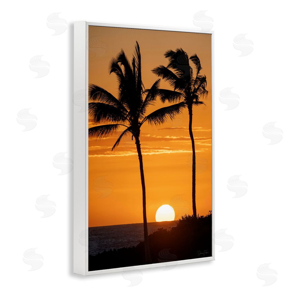 Dennis Frates Sunset Through Palm Trees White Framed Giclee Wall Art Print