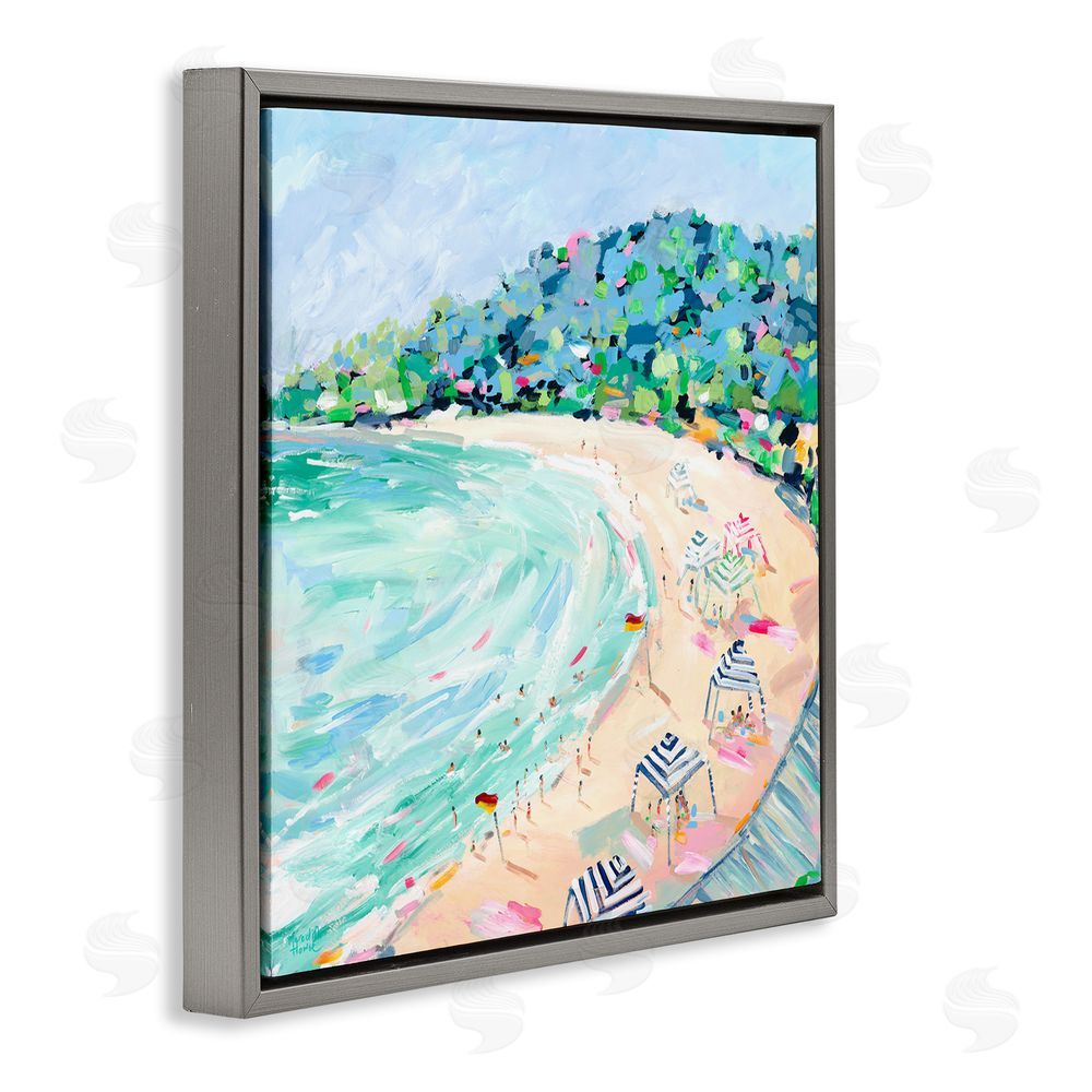 Meredith Howse Good Times Noosa Beach Gray Floating Frame Canvas Wall Art Print