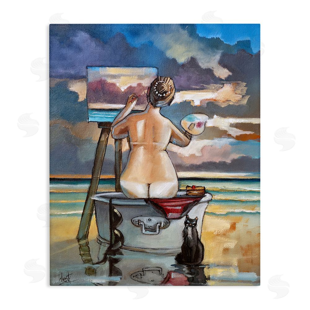 Ronald West Painting Up A Storm Stretched Canvas Wall Art Print
