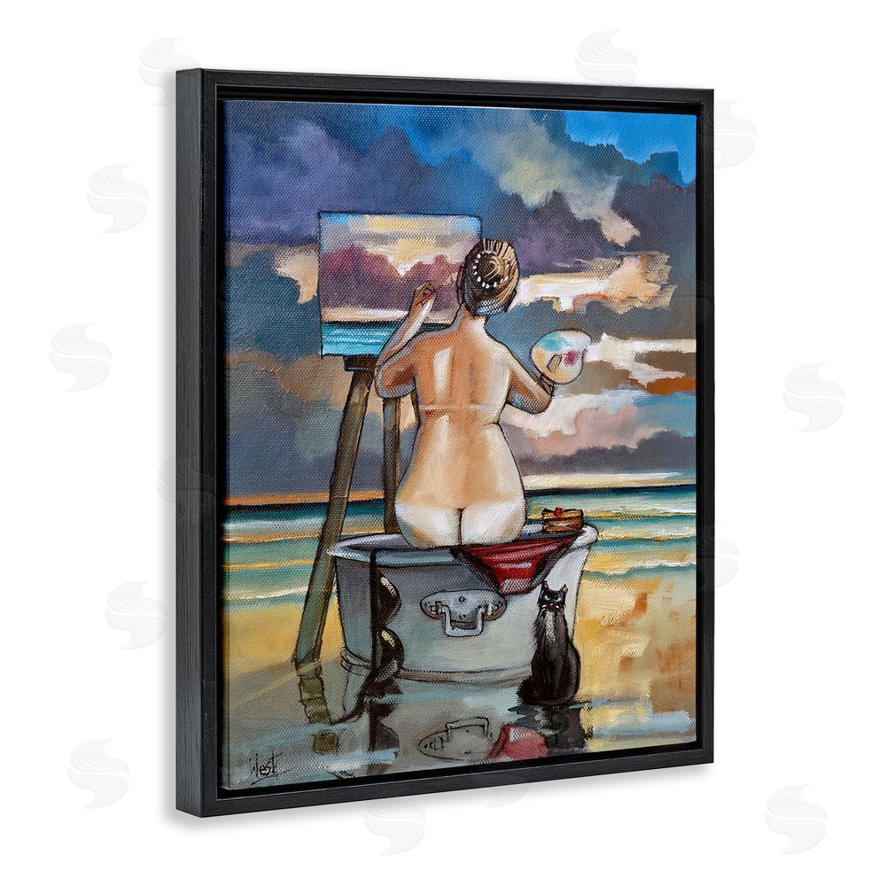 Ronald West Painting Up A Storm Black Floating Frame Canvas Wall Art Print