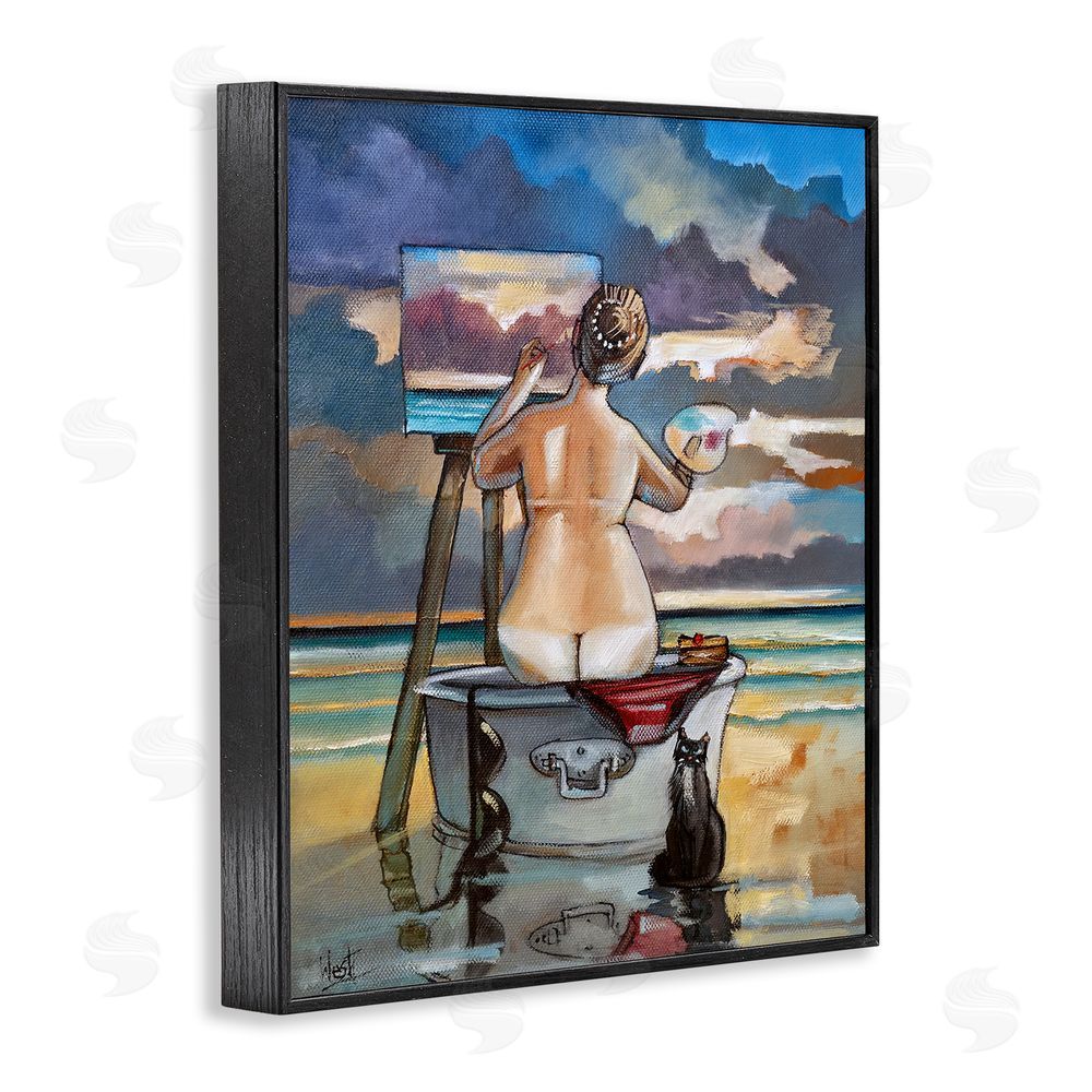 Ronald West Painting Up A Storm Black Framed Giclee Wall Art Print