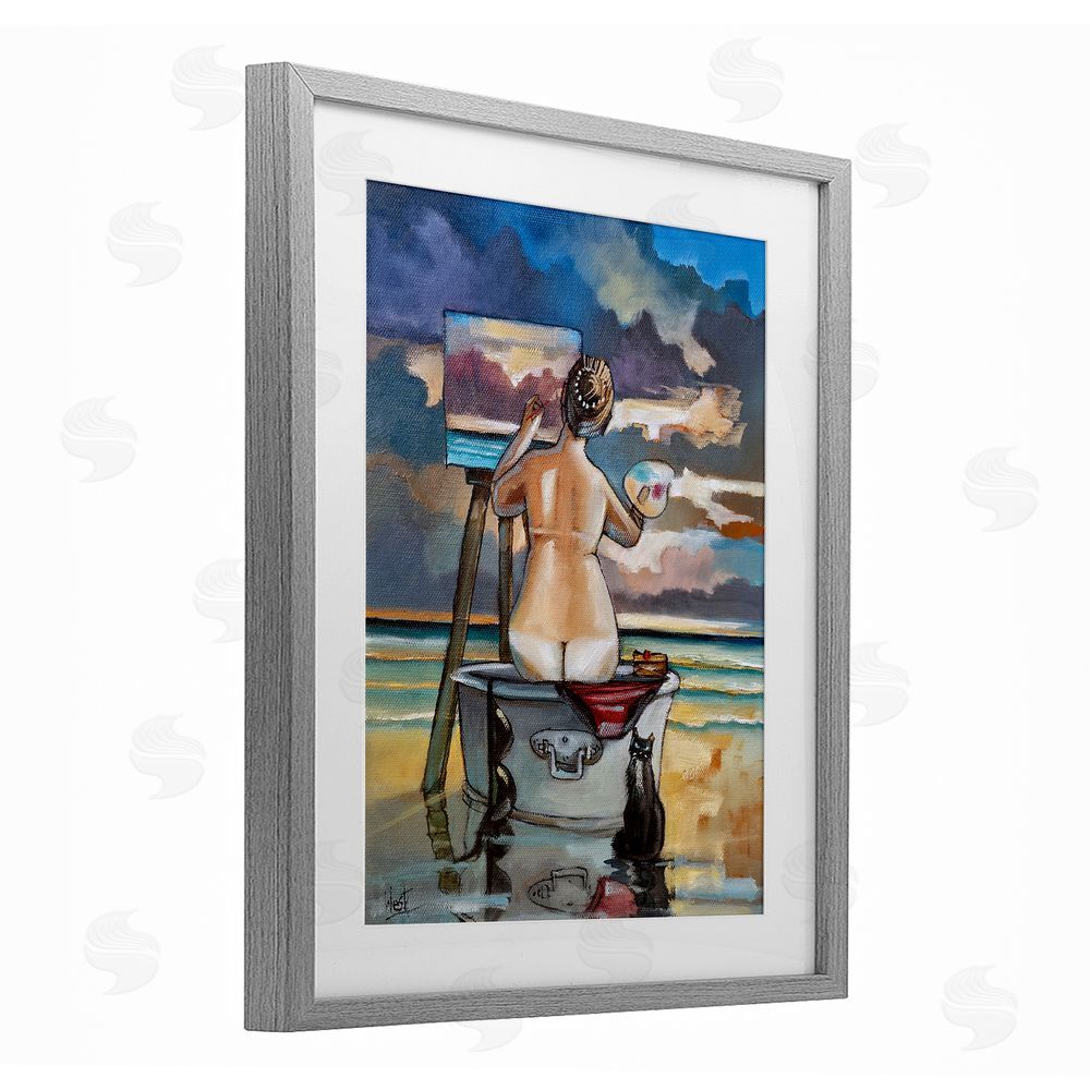 Ronald West Painting Up A Storm Gray Framed Print Under Glass Wall Art