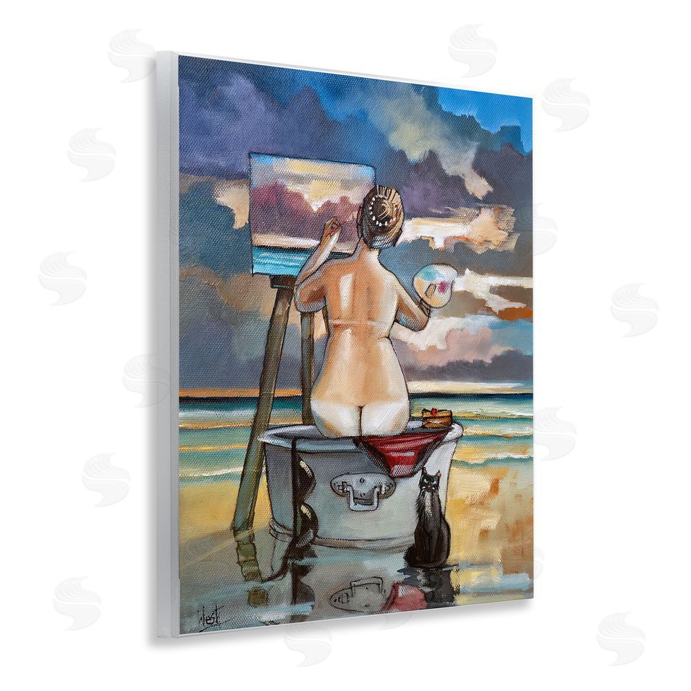 Ronald West Painting Up A Storm Wooden Wall Plaque Art Print