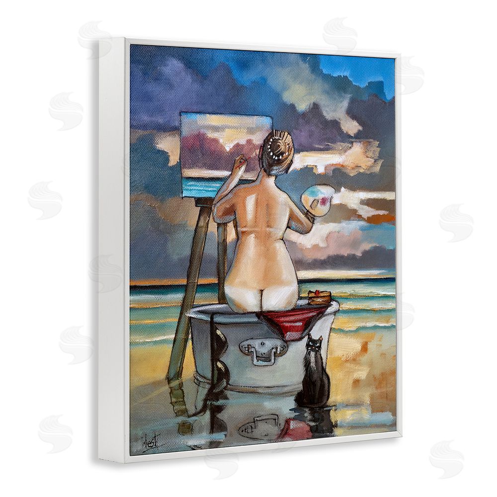 Ronald West Painting Up A Storm White Framed Giclee Wall Art Print