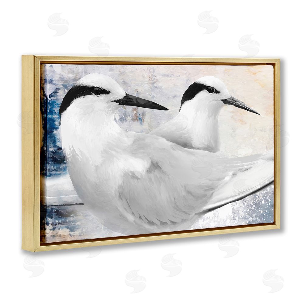 Porter Hastings Black Naped Tern Gold Floating Frame Canvas Wall Art Print