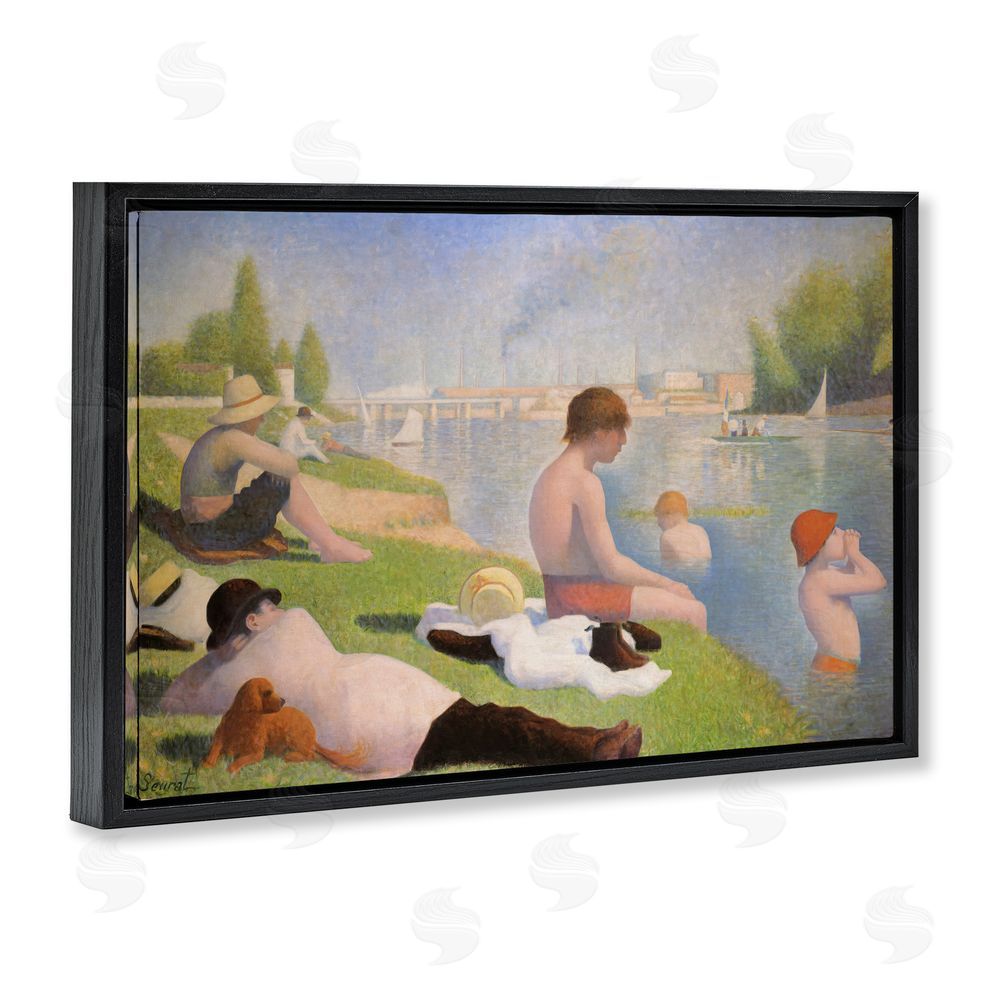 Georges Seurat Afternoon Bathers Georges Seurat Black Floating Frame Canvas Wall Art Print