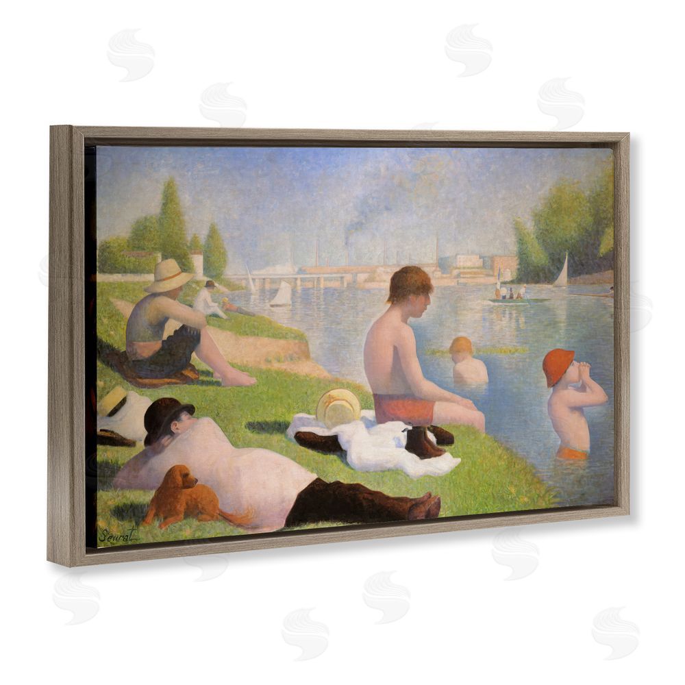 Georges Seurat Afternoon Bathers Georges Seurat Brown Floating Frame Canvas Wall Art Print