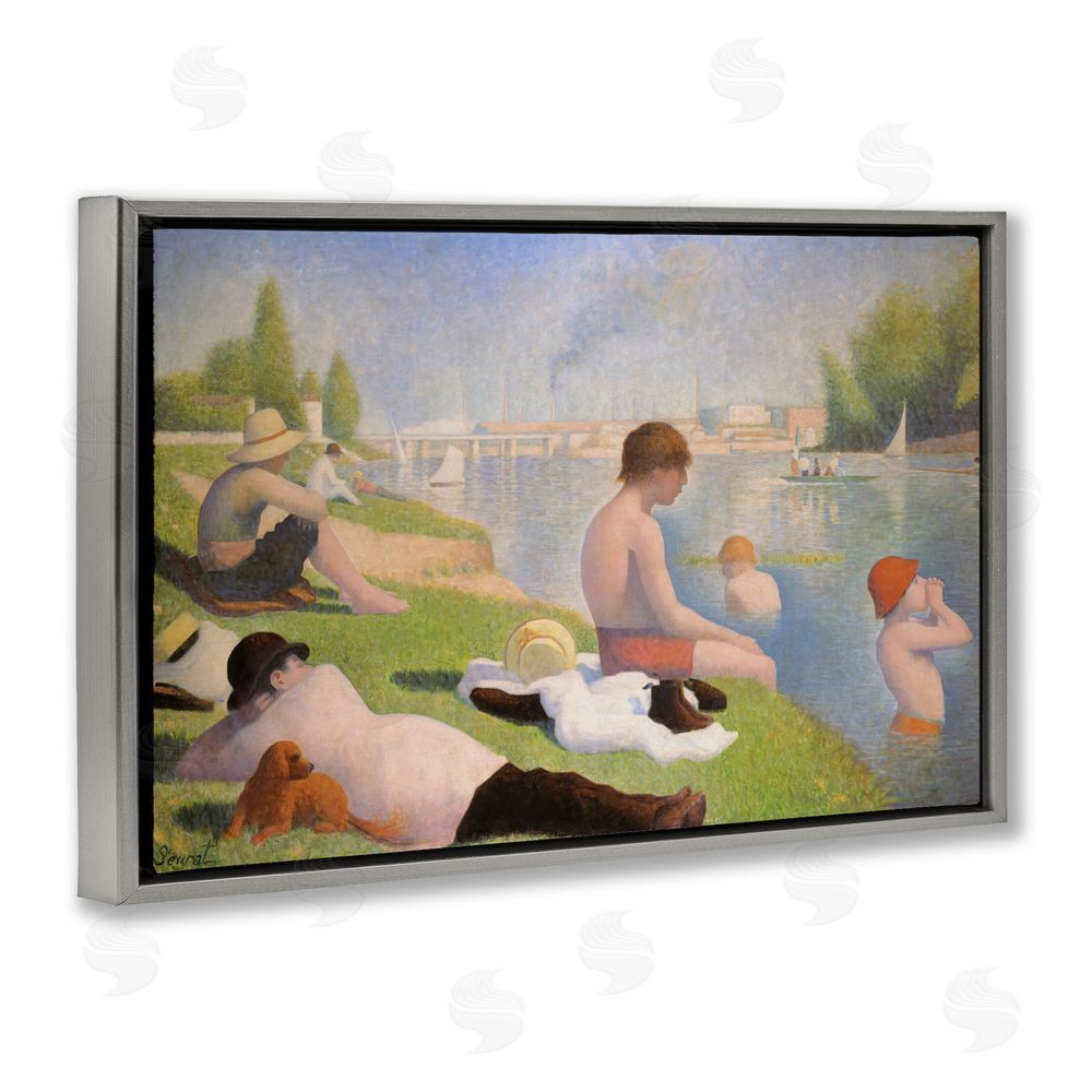 Georges Seurat Afternoon Bathers Georges Seurat Gray Floating Frame Canvas Wall Art Print