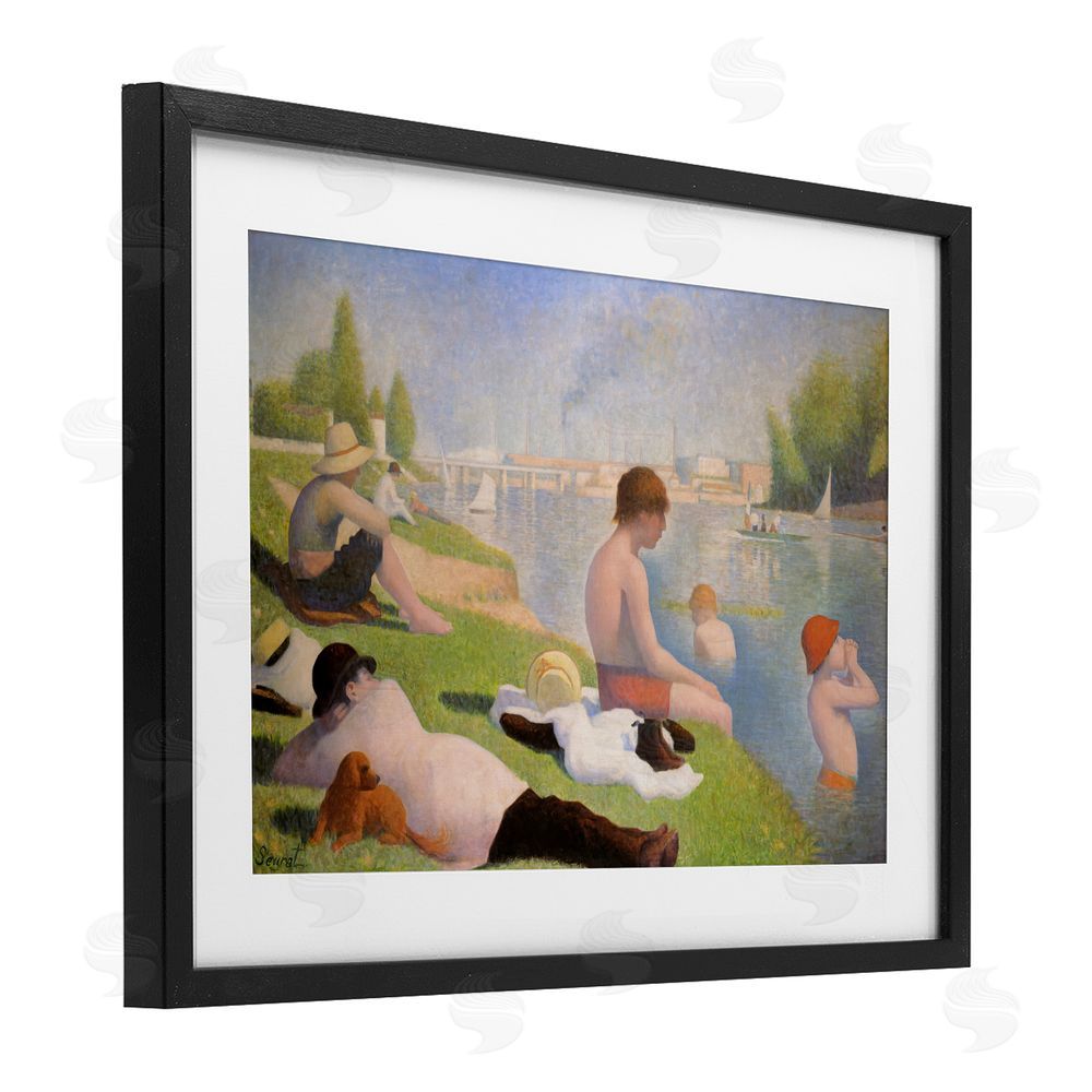 Georges Seurat Afternoon Bathers Georges Seurat Black Framed Print Under Glass Wall Art