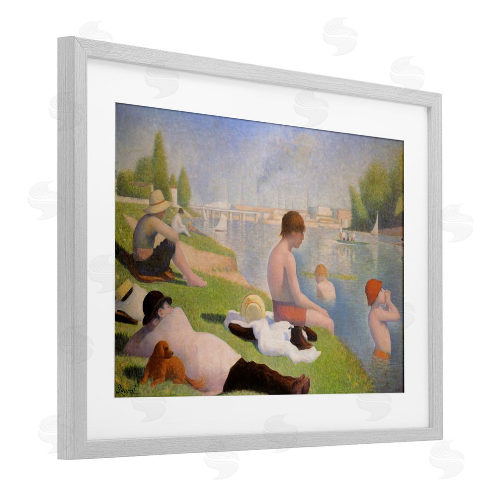 Georges Seurat Afternoon Bathers Georges Seurat Gray Framed Print Under Glass Wall Art