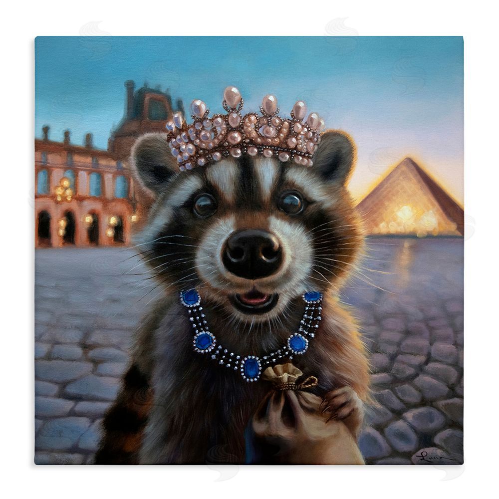 Lucia Heffernan Louvre Loot Raccoon Stretched Canvas Wall Art Print