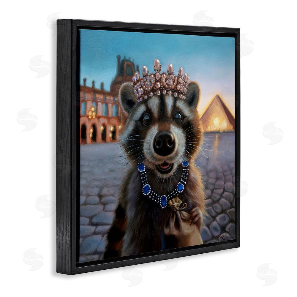 Lucia Heffernan Louvre Loot Raccoon Black Floating Frame Canvas Wall Art Print