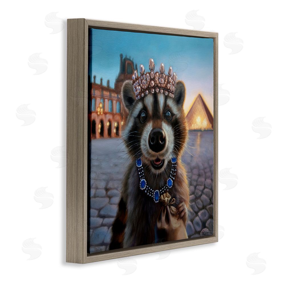 Lucia Heffernan Louvre Loot Raccoon Brown Floating Frame Canvas Wall Art Print