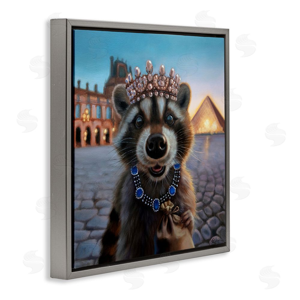 Lucia Heffernan Louvre Loot Raccoon Gray Floating Frame Canvas Wall Art Print
