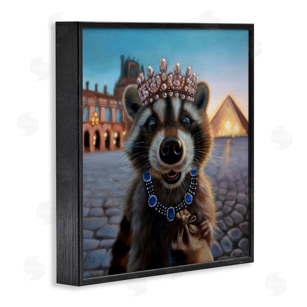 Lucia Heffernan Louvre Loot Raccoon Black Framed Giclee Wall Art Print