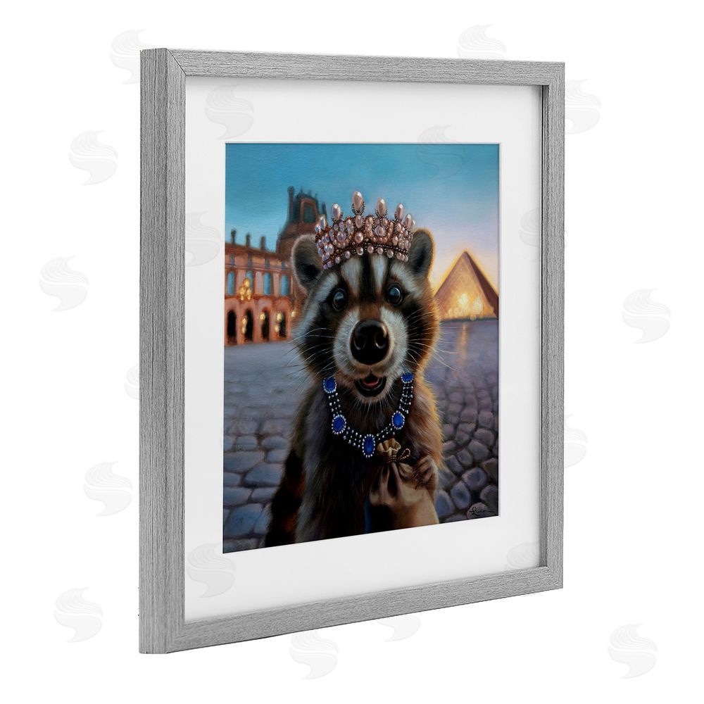 Lucia Heffernan Louvre Loot Raccoon Gray Framed Print Under Glass Wall Art