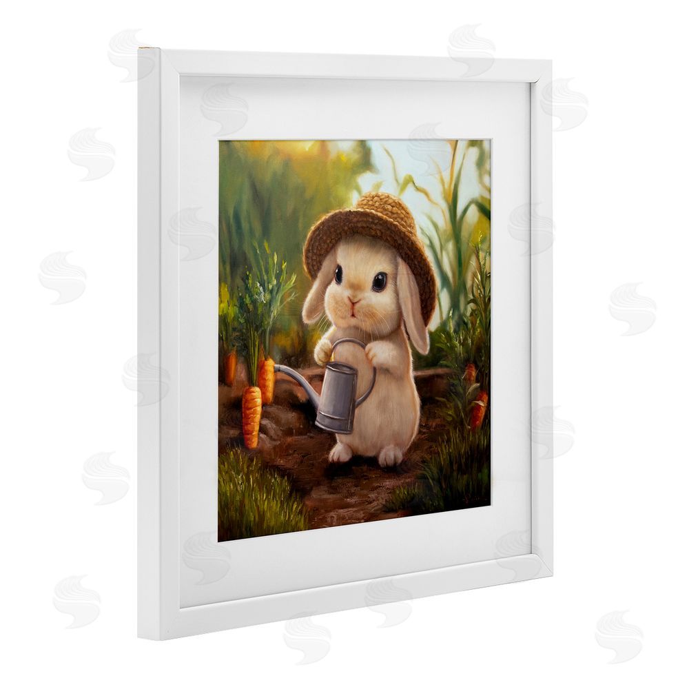Lucia Heffernan Bunny with Carrot Garden White Framed Print Under Glass Wall Art