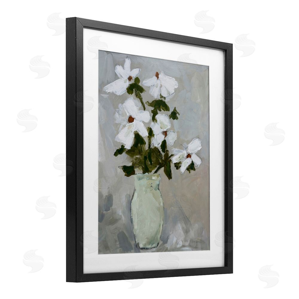 Chloe Elliot Cosmos Flowers Serene Rustic Vase Black Framed Print Under Glass Wall Art