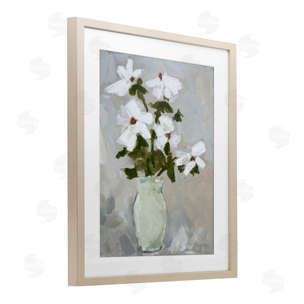 Chloe Elliot Cosmos Flowers Serene Rustic Vase Brown Framed Print Under Glass Wall Art