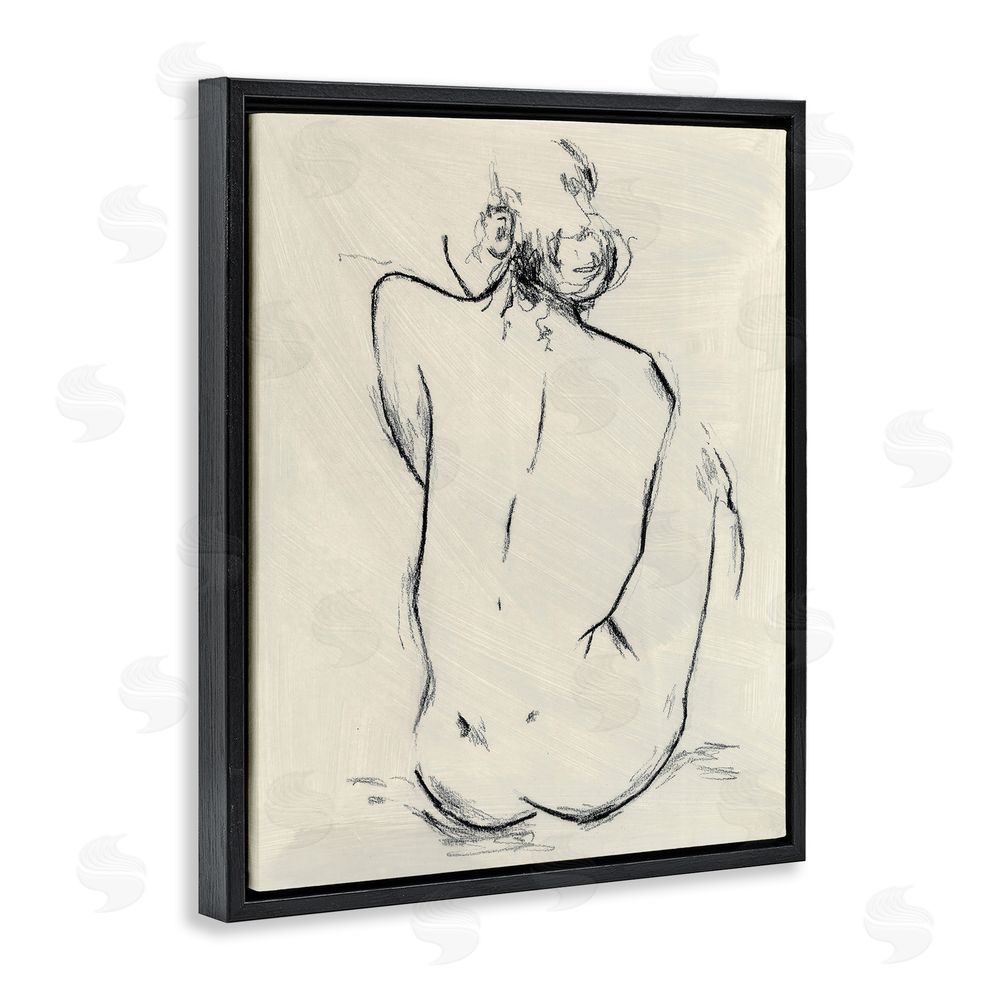 Chloe Elliot Nude Sitting Study Black Floating Frame Canvas Wall Art Print
