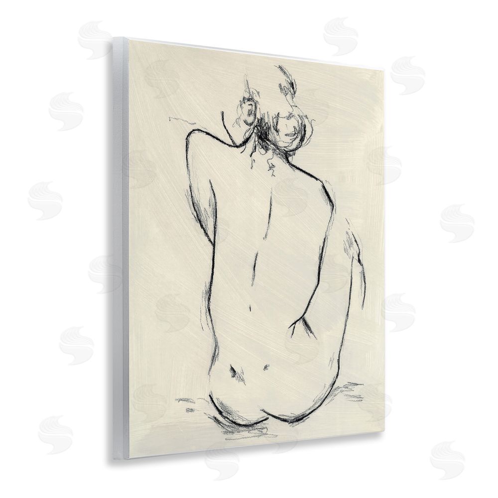 Chloe Elliot Nude Sitting Study Wooden Wall Plaque Art Print