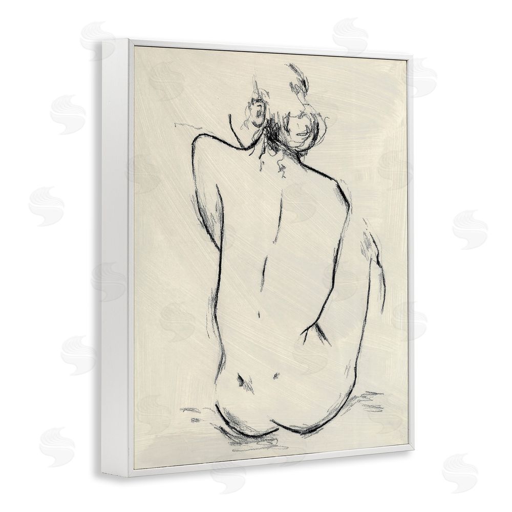 Chloe Elliot Nude Sitting Study White Framed Giclee Wall Art Print