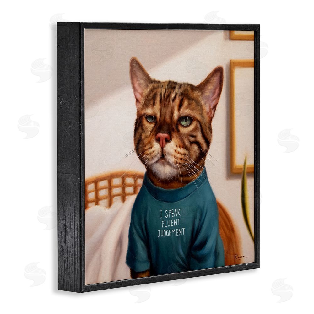 Lucia Heffernan Cattitude Speak Fluent Judgement Black Framed Giclee Wall Art Print