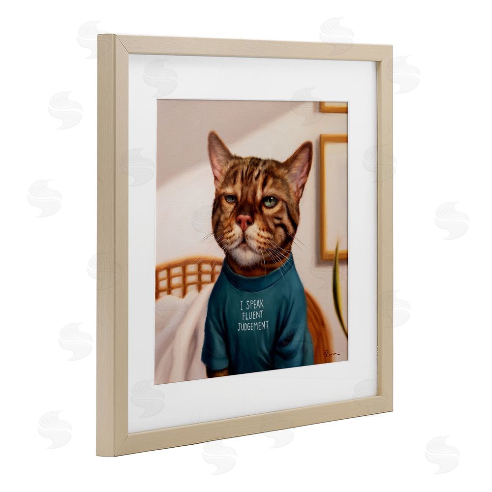 Lucia Heffernan Cattitude Speak Fluent Judgement Brown Framed Print Under Glass Wall Art