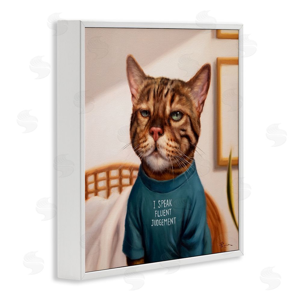 Lucia Heffernan Cattitude Speak Fluent Judgement White Framed Giclee Wall Art Print