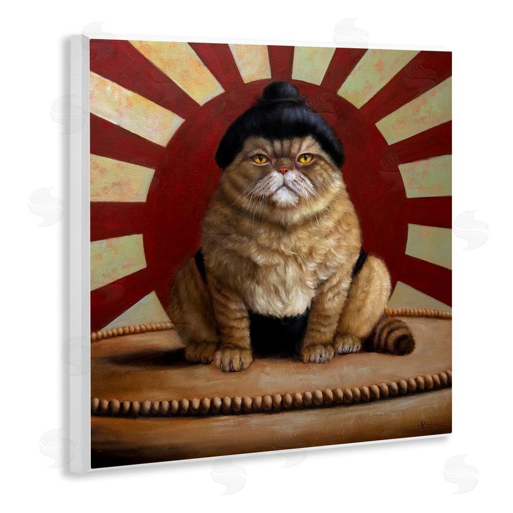 Lucia Heffernan Sumo Cat with Sun Rays Wooden Wall Plaque Art Print