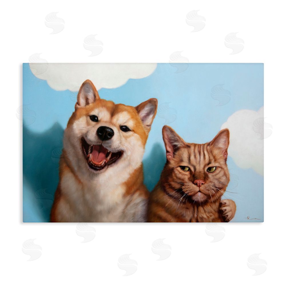 Lucia Heffernan Adopted Brother Dog & Cat Stretched Canvas Wall Art Print