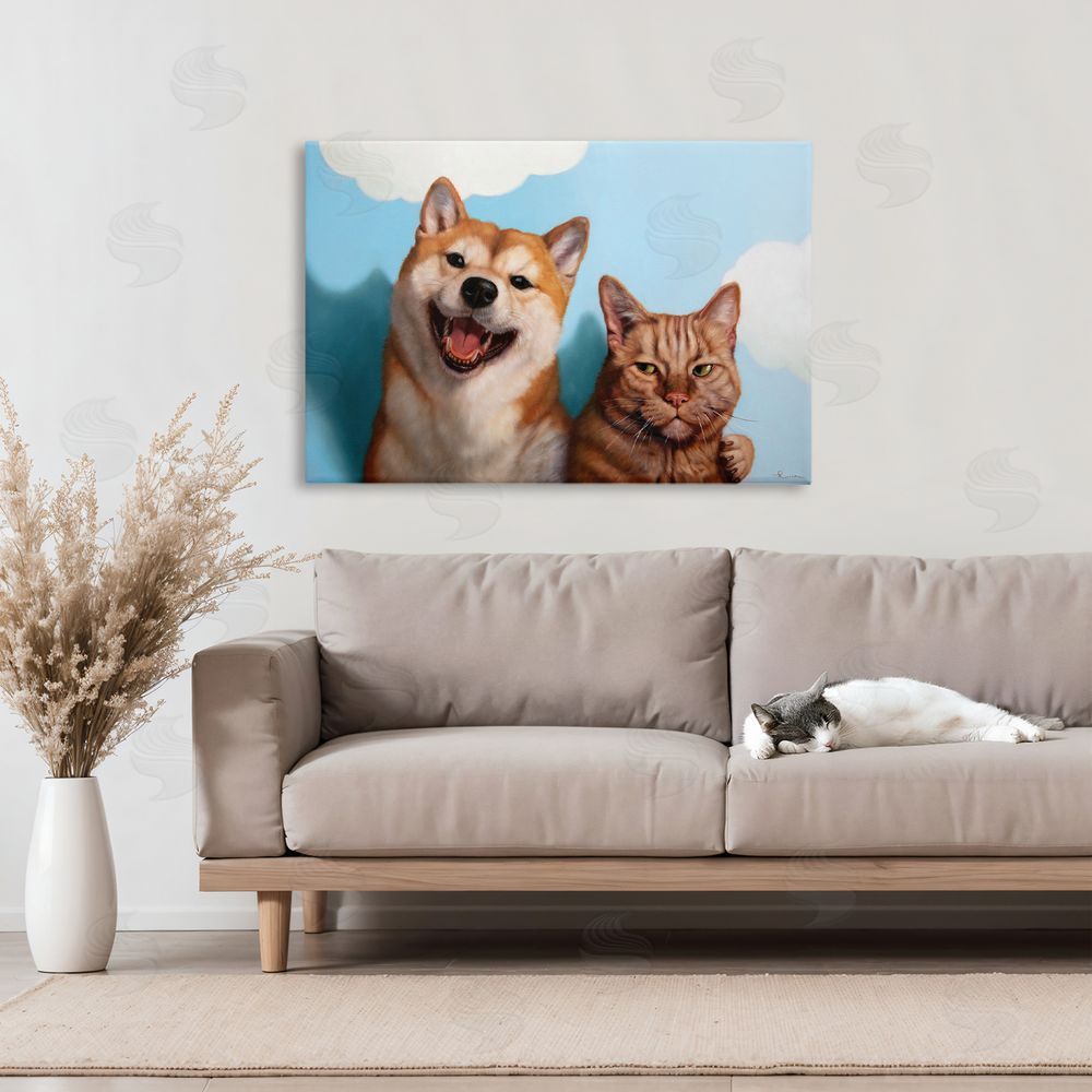 Lucia Heffernan Adopted Brother Dog & Cat Stretched Canvas Wall Art in Room