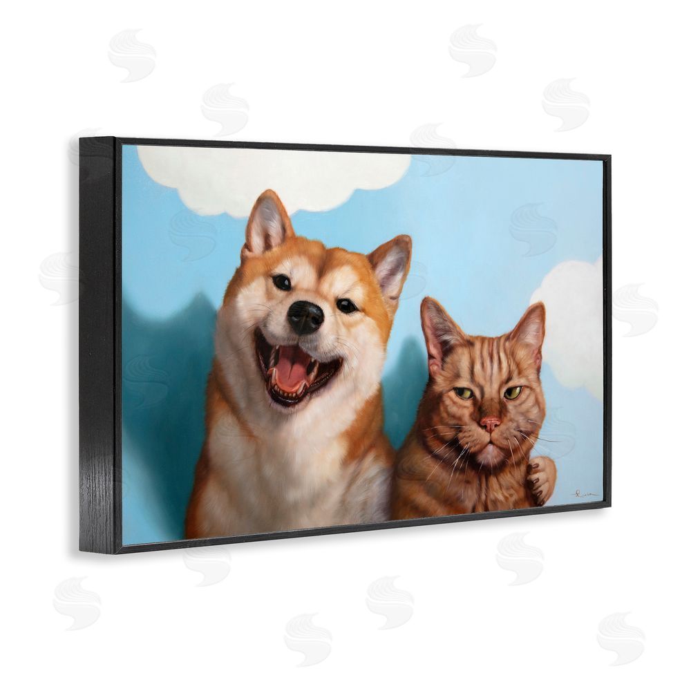 Lucia Heffernan Adopted Brother Dog & Cat Black Framed Giclee Wall Art Print