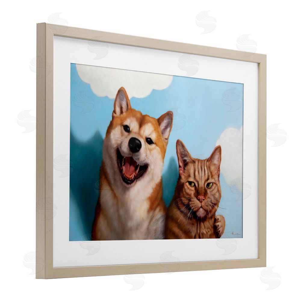 Lucia Heffernan Adopted Brother Dog & Cat Brown Framed Print Under Glass Wall Art