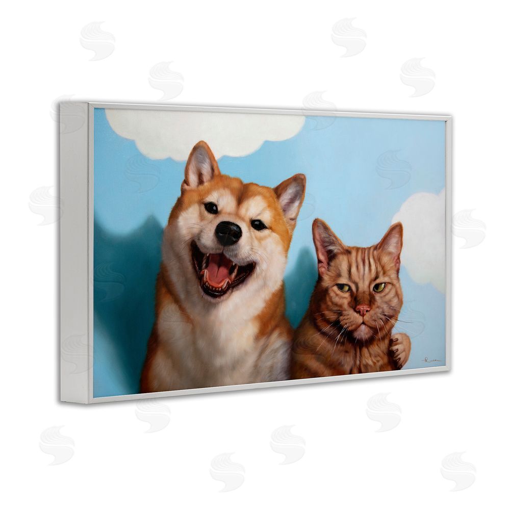 Lucia Heffernan Adopted Brother Dog & Cat White Framed Giclee Wall Art Print