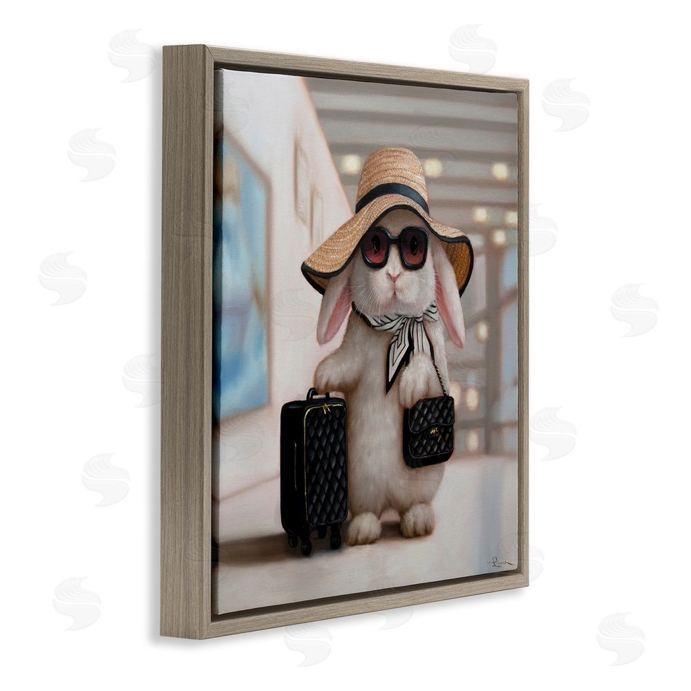 Lucia Heffernan Bun Voyage Traveling Rabbit Brown Floating Frame Canvas Wall Art Print