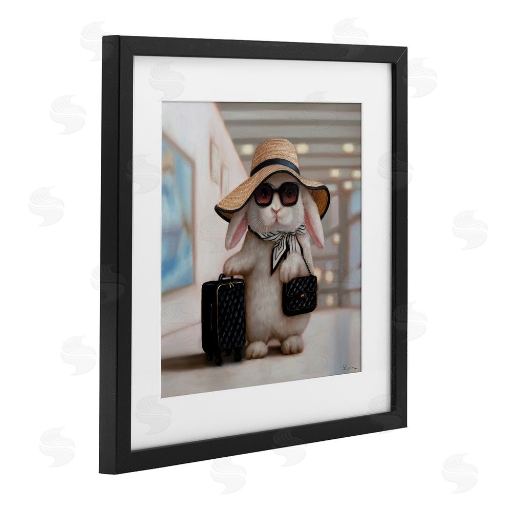 Lucia Heffernan Bun Voyage Traveling Rabbit Black Framed Print Under Glass Wall Art