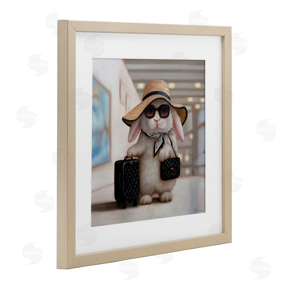 Lucia Heffernan Bun Voyage Traveling Rabbit Brown Framed Print Under Glass Wall Art