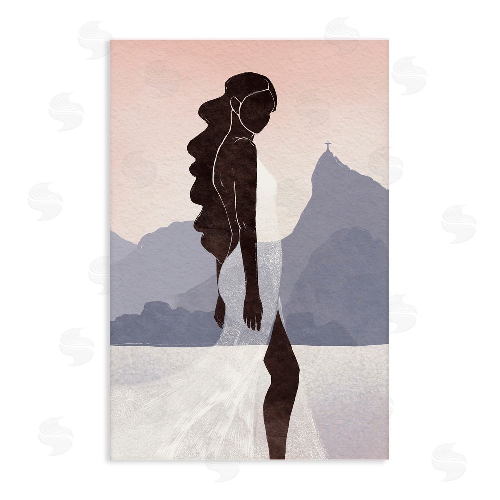 Yuyu Pont Garota Silhouette Portrait Stretched Canvas Wall Art Print