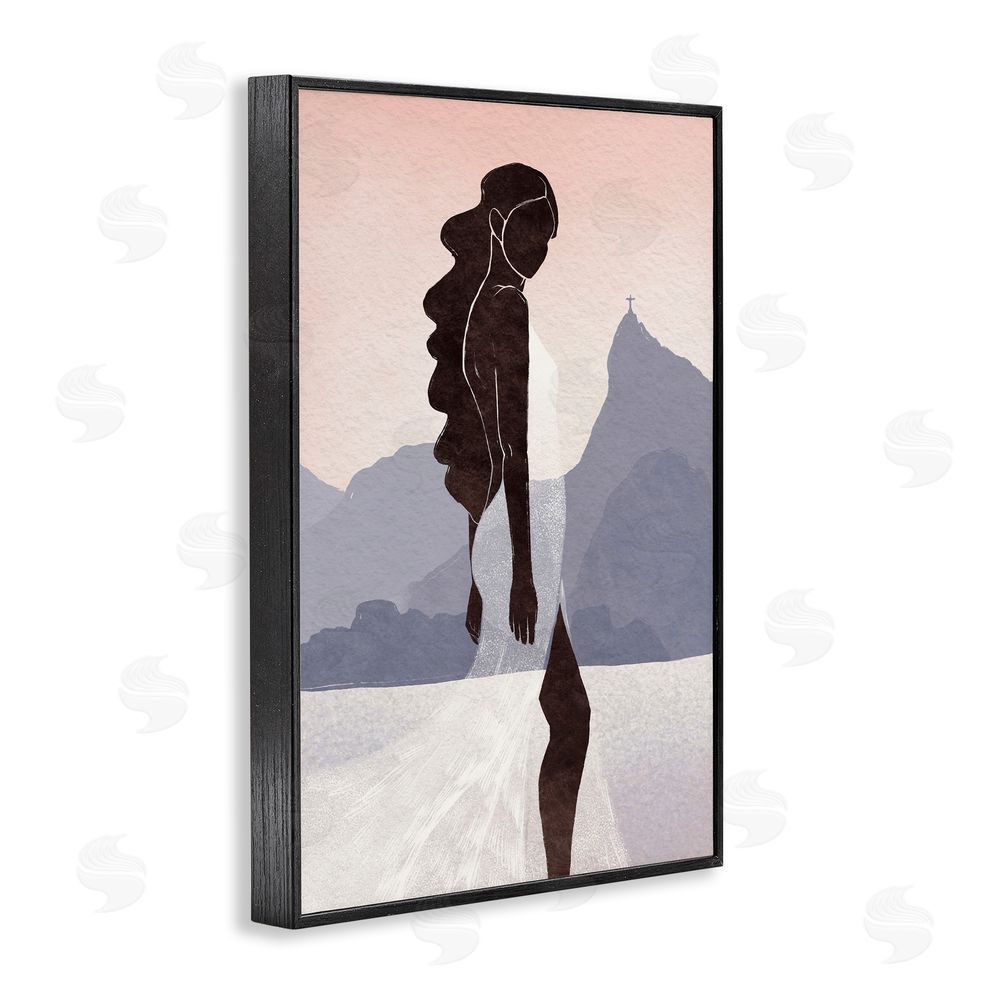 Yuyu Pont Garota Silhouette Portrait Black Framed Giclee Wall Art Print