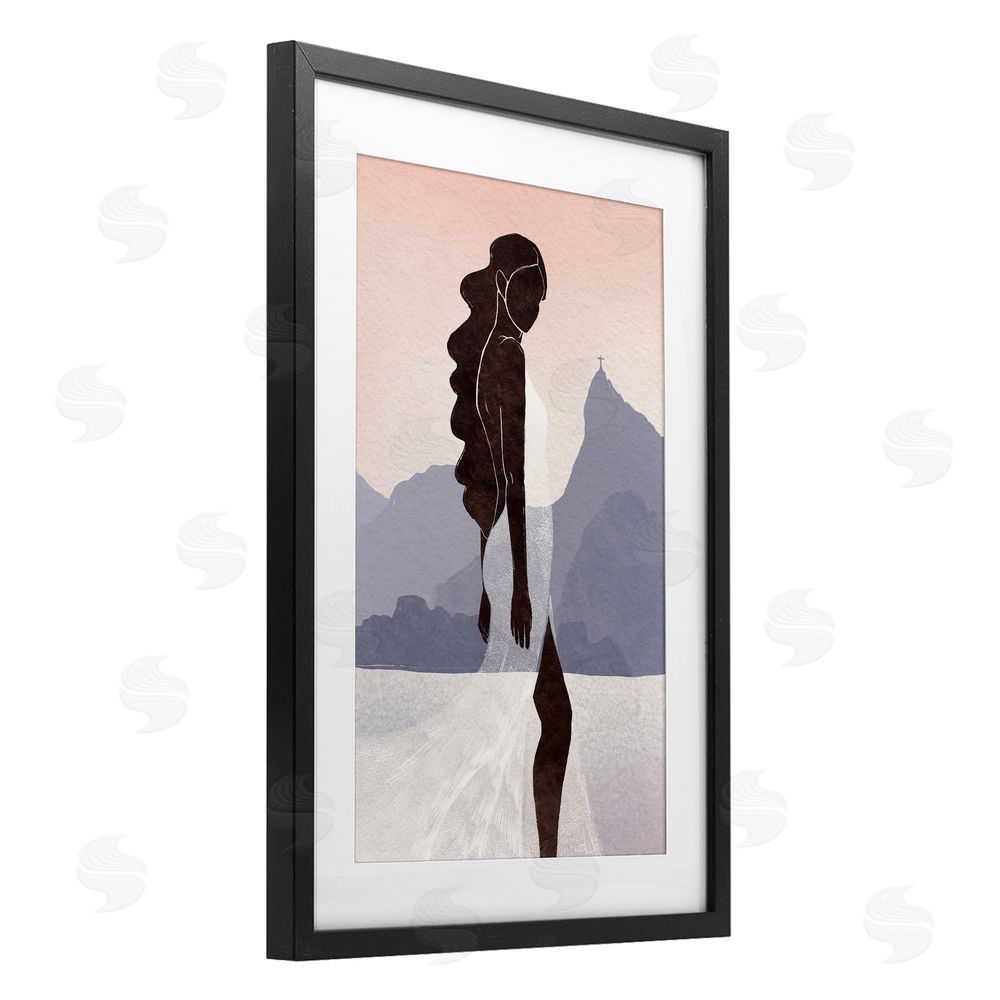 Yuyu Pont Garota Silhouette Portrait Black Framed Print Under Glass Wall Art