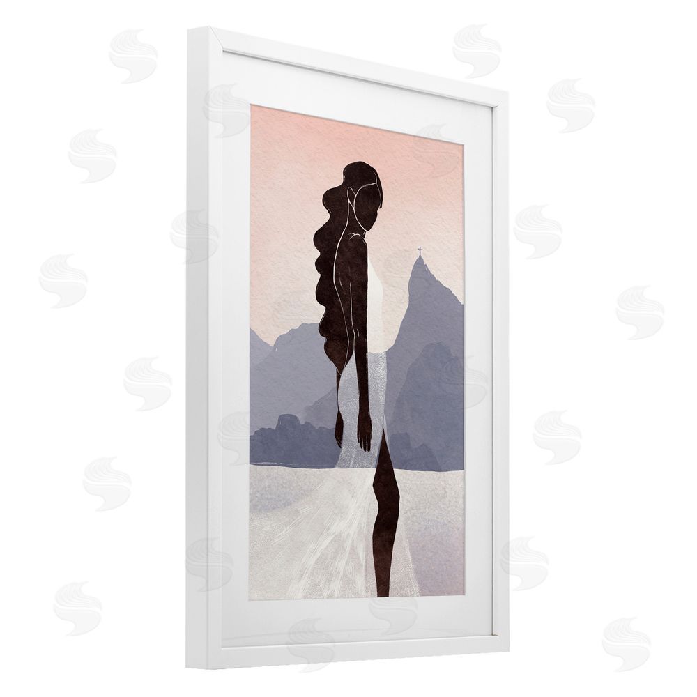 Yuyu Pont Garota Silhouette Portrait White Framed Print Under Glass Wall Art