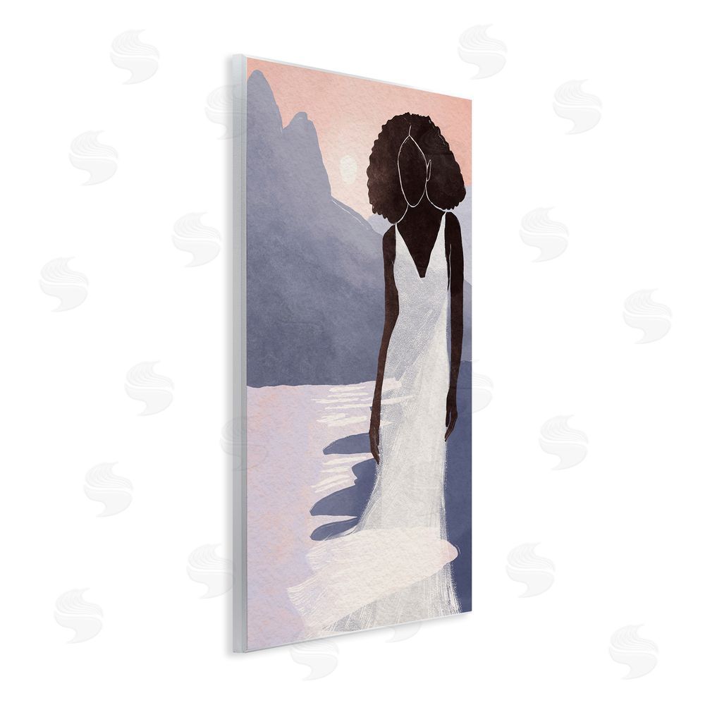 Yuyu Pont White Gown Silhouette at Sunset Wooden Wall Plaque Art Print
