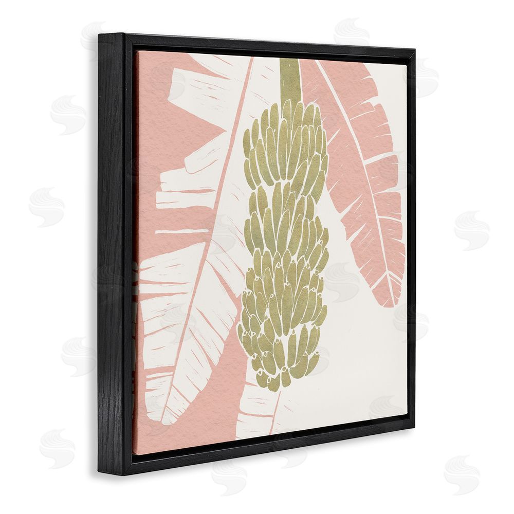 Yuyu Pont Banana Bunch Amid Pink Leaves Black Floating Frame Canvas Wall Art Print