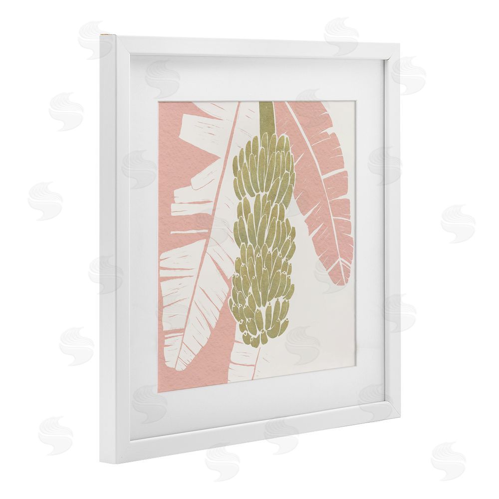 Yuyu Pont Banana Bunch Amid Pink Leaves White Framed Print Under Glass Wall Art